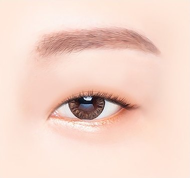 수술 전 — 쌍꺼풀 없는 밋밋한 눈매를 보여주는 눈 클로즈업 일러스트