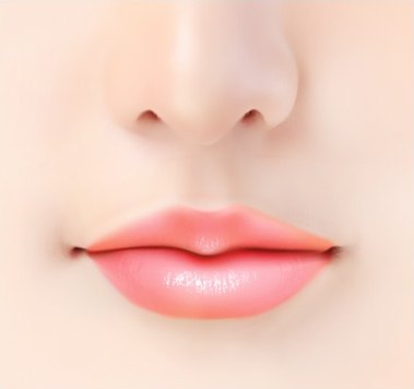 수술 후 — 볼륨이 정돈된 입술 클로즈업 일러스트