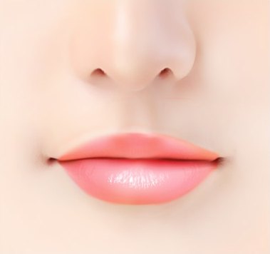 수술 전 — 굴곡이 적은 일자에 가까운 입술 클로즈업 일러스트
