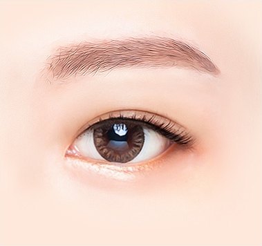수술이 끝나 또렷한 속쌍꺼풀 라인과 함께 크게 떠진 눈의 일러스트